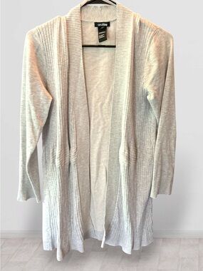 🌺Cocobleu Gray Open-Front Ribbed Long Cardigan